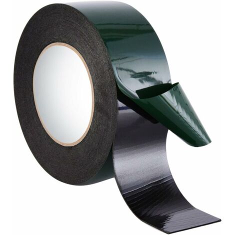 (10m 50mm 1mm) ruban mousse double face ruban éponge imperméable mousse PE adhésif double face ornements de film vert pâte fixe sans trace, noir (1/5)
