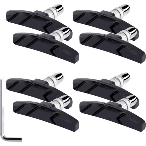 Patins de Frein Vélo V-Brake 70 mm avec Ecrous Hexagonaux Entretoises et Clépour Vélo de Route Montagne Cyclisme Noir 4 Paires (1/5)