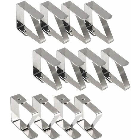 Pinces à nappe d'extérieur, pinces à nappe, 12 pinces à nappe en acier inoxydable, pinces à nappe antidérapantes nappe fixe pour table d'épaisseur 10-30mm (1/5)