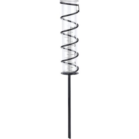 12cm Pluviomètre en Verre Spirale Pluviomètre Cadre en Métal Pluviomètre en Verre Tasse à Mesurer Constatations de Fer Tube Verre Pluviomètre Décor pour Jardin Pelouse Arrière-Cour
