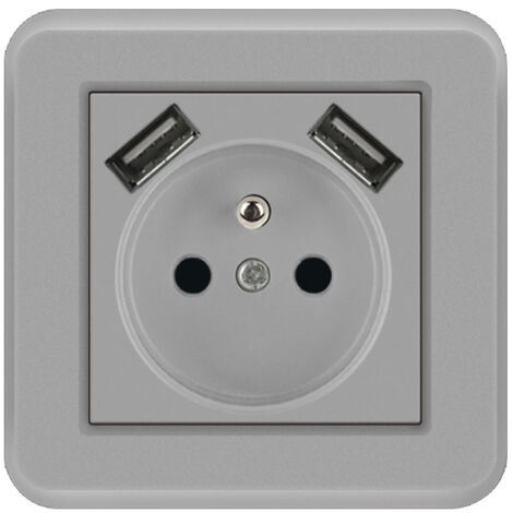 Prise française 16A prise européenne type 82 prise murale encastrée pc peinture gris 8.28.2 CM (B) (1/4)