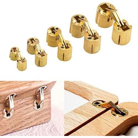 Charnières invisibles en cuivre pur de 16 mm pour boîte à bijoux, boîte cadeau, plans de travail (4 pièces/lot)