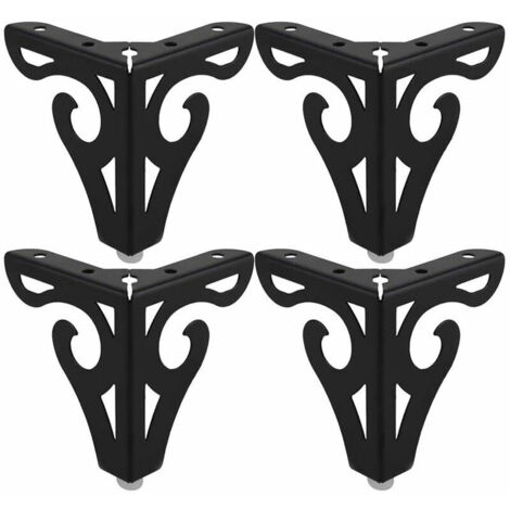 4 Pièces Pieds De Table Basse En Fer De Style Européen Pied De Meuble DIY Hauteur 10cm Avec Vis - Noir