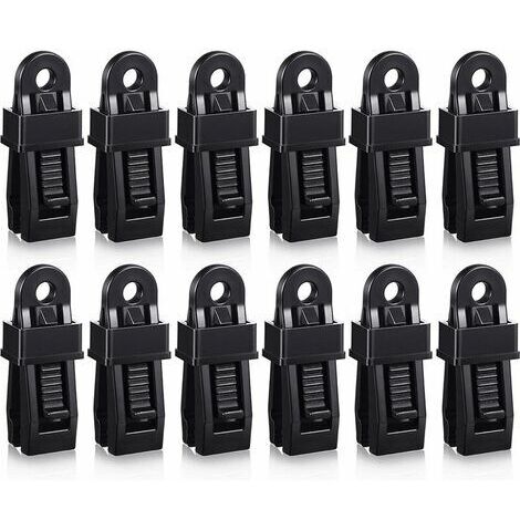 Pince à bâche à bec de crocodile multifonctionnel avec poignée de verrouillage solide pince de fixation poignée de verrouillage pour tente noir 12PCS (1/5)