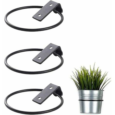Lot de 3 supports muraux pour pots de fleurs, support de pots de fleurs en métal pliable, mur de support de pot de fleurs extérieur pour jardin à la maison (17,5 x 15 x 6,2 cm) (1/5)