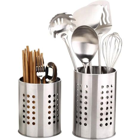 Lot de 2 porte-ustensiles de cuisine en acier inoxydable anti-rouille pour organiser les tiroirs et comptoirs (1/5)