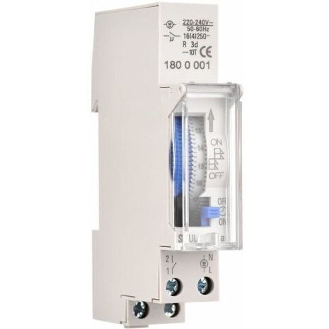 Minuterie mécanique de 24 heures Minuterie minimale de 15 minutes Montage sur rail Batterie intégrée, SUL180a AC220-240V Gris - SUL180a AC220-240V Gris. (1/4)