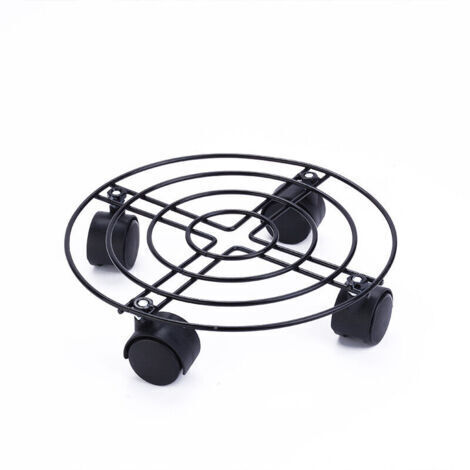 Support à roulettes pour Pot de Fleur ÉDITION Noire Ø 25 x 6 cm I Roule Pot pour intérieur I Support Roulant en Acier, revêtement Noir, avec Bordure I Capacité de Charge 60 kg (1/5)