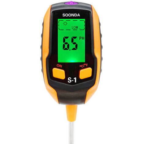 PH-mètre numérique 4 en 1 – Mesure pH, humidité, lumière et température – Sonde 20,5 cm pour intérieur et extérieur - SOL 4 EN