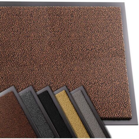 Tapis de porte rectangulaire 60x90cm – Antidérapant en polypropylène – Lavable à 30° – Protection optimale des sols – Marron-Noir (1/4)