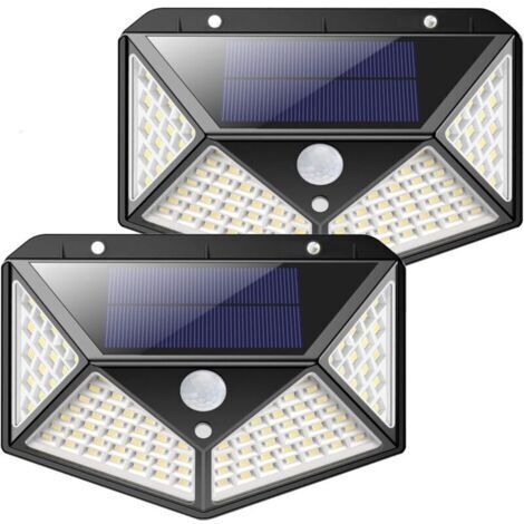 Lampe Solaire Extérieur 100 led, Kilponen 2 Pack éclairage Solaire Extérieur Détecteur de Mouvement éclairage 270° étanche, Spot Solaire Extérieur Lumière Lampe Puissante sans Fil pour Jardin (1/5)