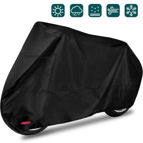 Housse de protection imperméable et coupe-vent noire pour moto, contre la pluie et la neige (Taille XL : 20070110 cm) (1/5)