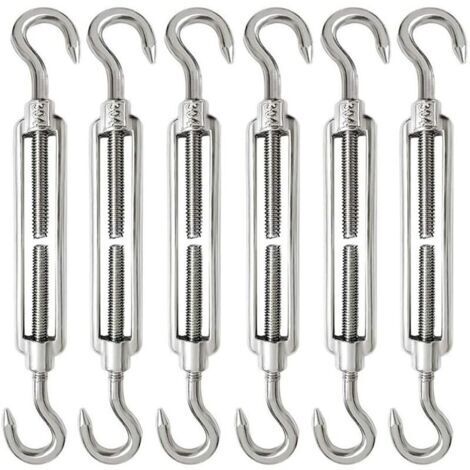 6 Pièces Tendeur Cable M6 Tendeur Cable Inox 304 Réglable Crochet de Ridoir et Crochet pour Tendeur de Fil Cable Acier Corde Crochet Tendeur (1/5)