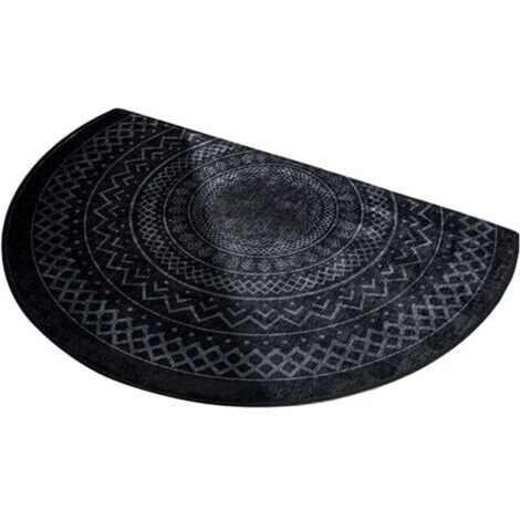 Noir 50x80cm.Tapis de Chambre antidérapants Tapis de Porte Demi-Cercle pour Bureau Buanderie Cuisine, (1/4)