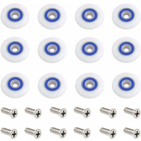 12 pcs Roulette Porte Douche Roulettes pour Porte de Douche Roulette Porte Douche Roues Roulettes de Rechange Roulette Porte Roulette de Douche pour Porte de Douche avec Des Vis,27 mm de diamèt