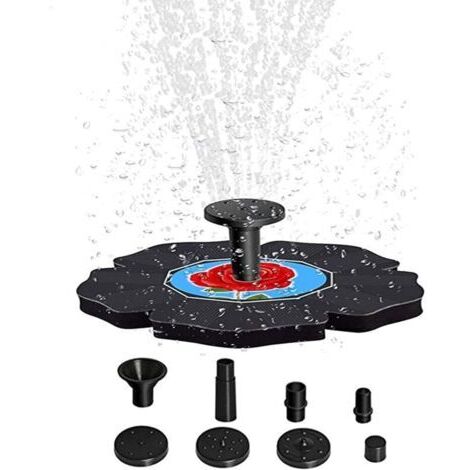 Autoportante Fontaine Flottante Fleur Solaire Bassin Pompe avec 4 Buses,Extérieur Solaire Fontaine Pompe Kit Économie D'énergie Solaire Font,Solaire Powered Bain D'oiseaux Fontaine-B 16cm(6.3inch)