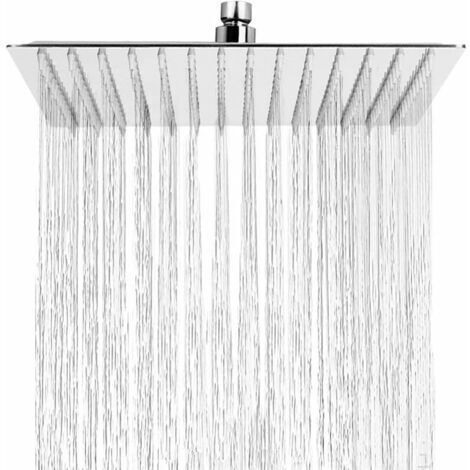 Pommeau de Douche Anti-Calcaire, Tête de Douche Pluie Economiseur d'Eau avec Buse en Acier Inoxydable 12 pouces/30cm finition Chrome Poli (Miroir), Carré (1/5)