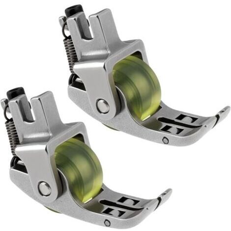 Lot de 2 Pieds Presseurs à Roue en Caoutchouc 3 Rouleaux Pièce de Rechange pour Pied Presseur à Roue étroite Convient à La Plupart des Machines à Coudre Industrielles PVC Cuir Tissu (1/4)