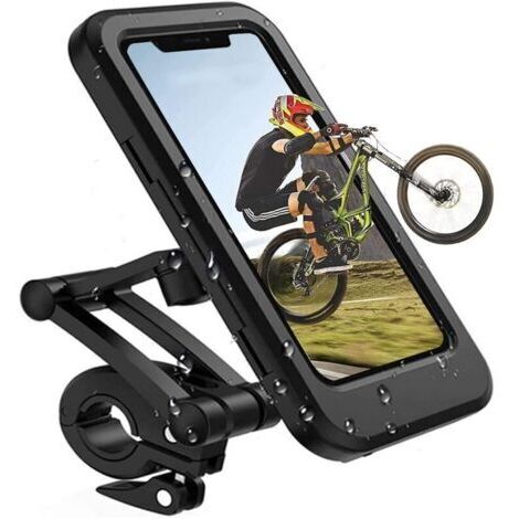 Support de téléphone Portable pour vélo, Moto, Support Universel pour vélo, écran Tactile étanche avec Rotation à 360°, Support pour téléphone Portable pour Smartphone jusqu'à 6,7\
