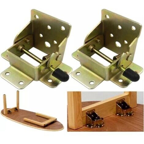 (1 paire) extensions de pieds de table pliantes autobloquantes à 90 degrés, support de cadre de charnière de lit de table caché télescopique pliable (1/4)