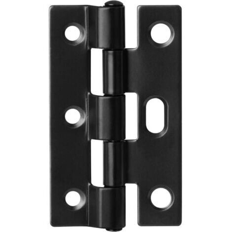Lot de 20 Charnière à visser, charnières de porte et fenêtre 75x44.5mm, charnières noires avec trous ajustables, épaisseur 1.8mm (1/4)