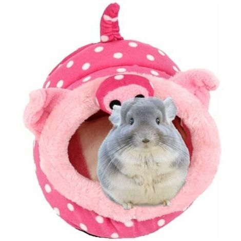 Panier pour Cochons d'Inde Adulte et Bébé en Peluche avec Coussin Amovible Ultra Doux et Confortable Nid Lit Maison Niche Grotte Abri Chaud pour Hérisson Hamster Chinchilla Écureuil Lapin Chat Rose (1/4)