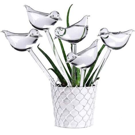 5LOT Arrosage Automatique En Verre, Abreuvoir De Plantes Globes En Forme D'oiseau Transparent Pour Plantes D'intérieur Jardin Stakes Fleurs