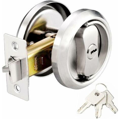 Verrou à bouton rond 60mm – Acier inoxydable 304 – 3 clés – Pour portes de 35 à 50mm d'épaisseur – Sécurité renforcée (1/5)