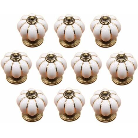 10 x Boutons de tiroir en céramique bouton de meuble forme citrouille pour tiroirs et placards de cuisine,Poignée de forme de potiron en céramique bouton commode armoire de cuisine placard tiroir poig (1/5)