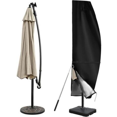 Etanche au Vent Résistant aux UV Tissu Oxford Housse Parasol Déporté, de Jardin avec Tige Télescopique et Évent Supérieur