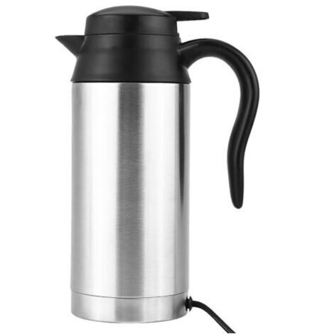 Bouilloire électrique en acier inoxydable Bouilloire Avec allume cigare de voiture 12 V, 750 ml bouilloire, 120 W Chauffage Tasse, Chaudron avec arrêt automatique, argent (1/4)