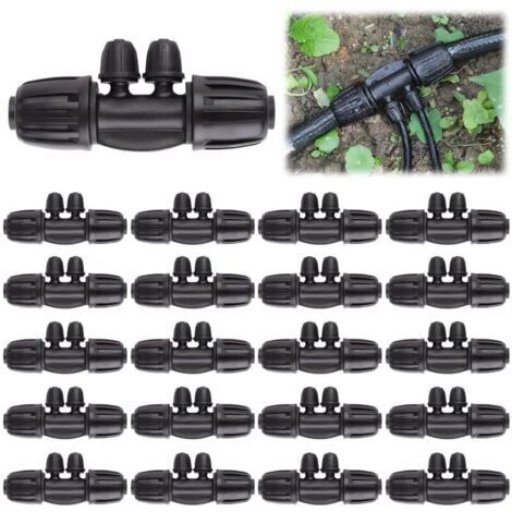 20 Pièces Connecteurs T Barbelé Verrouillés, Kit Raccords d'Irrigation Goutte 1/2 Pouce à 1/4 Pouce 12/16mm 4/7mm Connecteur Verrouillage Tube Pièces d'Irrigation Verrouillage Barbelé 4 Voies