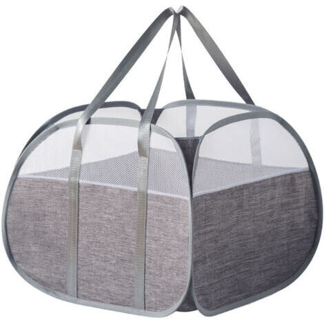 90 L Grand Panier à Linge Pop Up, Panier à Linge Pliable en Maille, Grand Panier à Linge Pop Up Panier à Linge Pliable avec Deux Poignées en Bandoulière con Chambre et Salle de Bain (gris) (1/4)