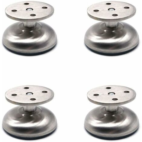 Lot de 4 pieds de meubles réglables, 3.8 cm de long, très épais, fabriqués en acier inoxydable, pieds de support de meuble de canapé, pieds de support d'armoire de salle de bain