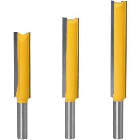 3pcs 8mm Flush Trim Router Bits Extra Long Mèches Carbide Router Bits à Bois Fraise à Menuiserie Outil de Woodworking Cutter Lame 50mm 63mm 76mm (1/4)