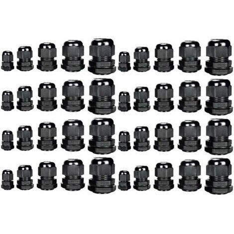 Presse-étoupes en plastique Étanche Réglable 3.5-13mm Joints-presse-étoupes Protections de fil PG7, PG9, PG11, PG13.5, PG16, Paquet de 40 (1/5)