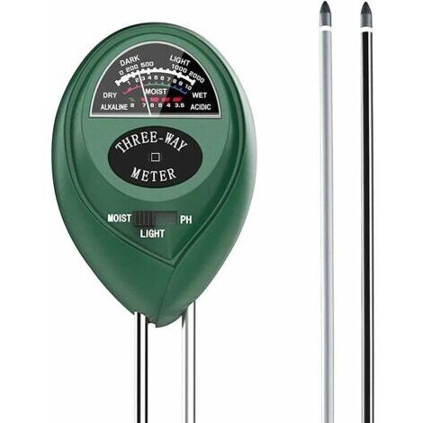 Testeur de sol 3 en 1 pH, humidité, intensité lumineuse Sans batterie Technologie de détection à double aiguille Précision scientifique