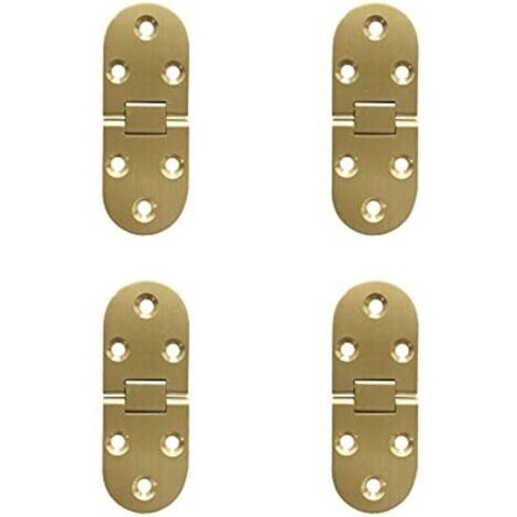 180 Degré Flip Charnières Rabattables en Laiton Bord Rond avec Vis Charnière pour Table Pliante Meubles Armoire Portes Boîte En Bois Anti Rouille Cuivre Polissage Lot de 4 (1/4)