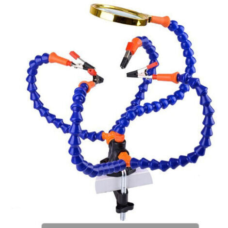Support multifonction troisième main secourable, travaux d'électronique et de soudure (Pince à pincer de 5 cm, mains souples flexibles avec une loupe 3X) (1/5)