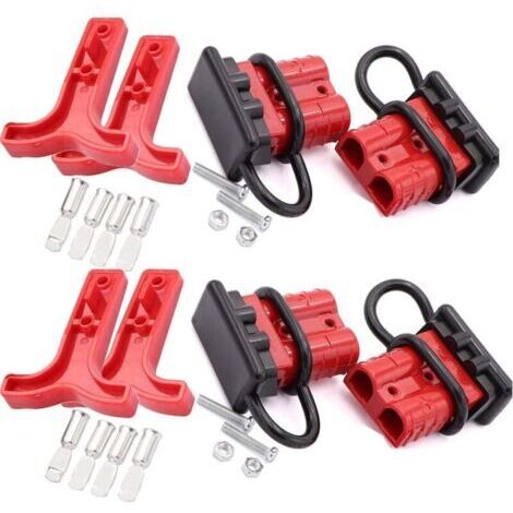 50A Connecteur de batterie 600V Batterie à Connexion Rapide Batterie Déconnexion Rapide Pour Voiture Van Les Modes Moto(4 PCS)(rouge)