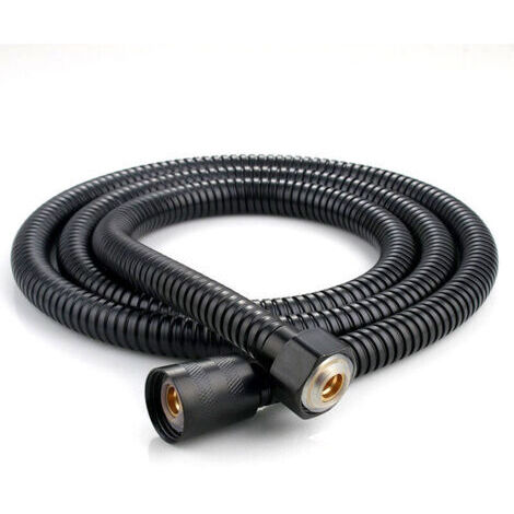 Tuyau de douche flexible en acier inoxydable 1 pièce 1,5 m, raccords en laiton, tuyau de pommeau de douche anti-torsion, tuyau de douche flexible - noir