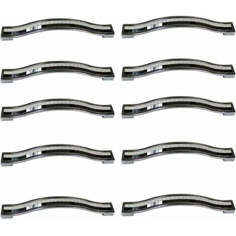 Lot de 10 poignées de tiroir en alliage strass cristal pour commode armoire de cuisine placard, noir et blanc, 128MM-10PCS (1/4)