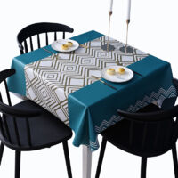 Nappe de Table PVC, Nappe rectangulaire, Nappe rectangulaire Anti Tache, Nappe Impermeable, Nappe Tache pour Picnic, Exterieur, Jardin, Géométrie, (Bleu)120x120cm