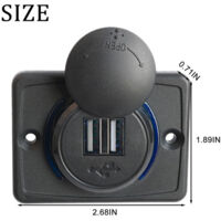 Prise USB 12V Port USB 12V Double Prise USB Camping Car 12V, 3.1A USB Chargeur pour Voiture, Chargeur USB de Voiture pour Voiture Bus Camping Car Bateau(1 Pièces)