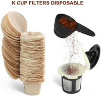 50 dosettes de café filtre + dosette de café moulu + dosette K-CupPorte-filtre à café jetable en bois naturel, compatible avec les capsules de café en poudre et les dosettes K-Cup, en matériau écologi