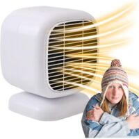 Radiateur soufflant portatif avec minuterie, radiateur basse consommation, chauffage électrique rapide, protection contre les surcharges, Blanc