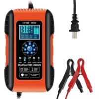 Intelligent Battery Charger 10A 12V/5A 24V, Battery Charger Maintenance and Automatic Repair, Portable Function with LCD Display, for Car, Motorcycle, Truck, AGM, Gel, Wet, SLA
