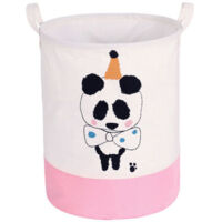 Foldable Waterproof Baby Laundry Basket, Dirty Clothes Storage Basket, Laundry Bag, Round Fabric Storage Bucket for Laundry Room, Kids Toys (Panda)