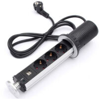 Electrical Socket for Countertop, Desk, Pedestal, USB Table Socket, Hidden Desk Socket, European Standard (3 Sockets)