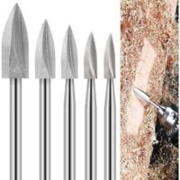 Outils de Sculpture sur Bois pour Outil Rotatif, 5 pièces Mèches de Gravure, Jeu de Mèches de Sculpture sur Bois avec Tige de 1/8 pouces pour Bricolage, Sculpture, Gravure, Meulage et Perçage